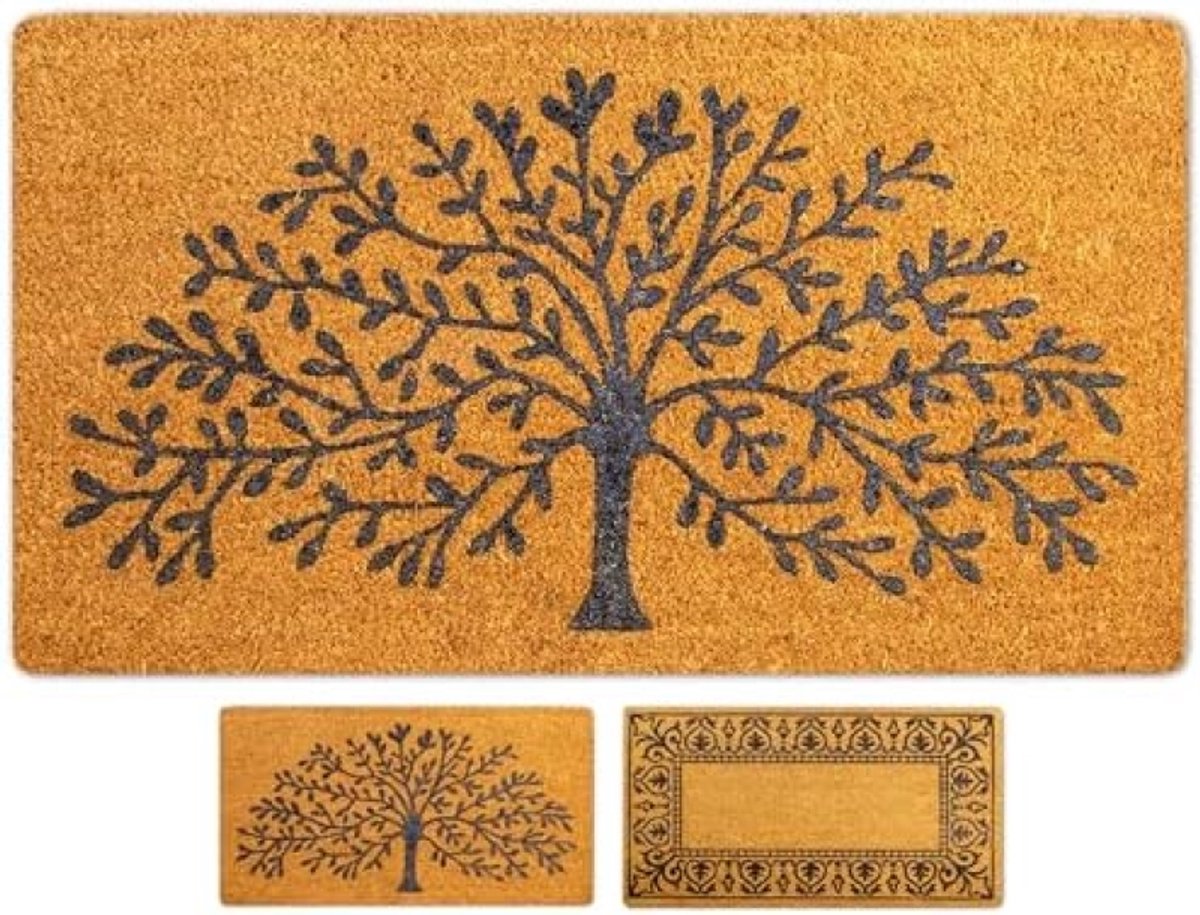 Natuurlijke Kokosvezel Voetmat 40x70 cm - Antislip PVC Onderkant - Binnen en Buiten Gebruik - Moderne Deurmat voor Gang, Entree, Keuken - Waterdichte Vuilvangmat voor Binnenshuis en Buitenterras
