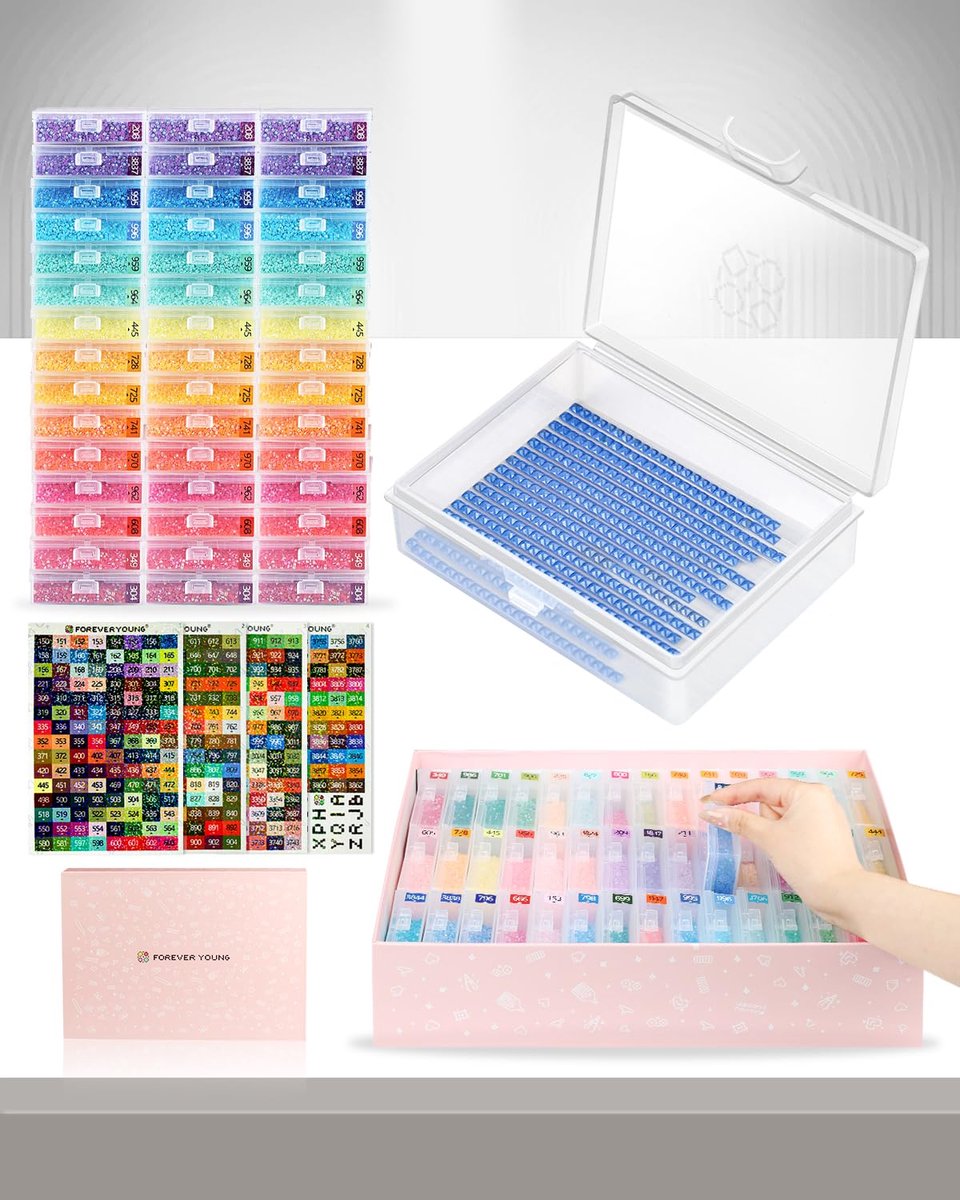 Diamond Painting Opbergdoos - Met 45 Bewaarbakjes met Deksel - Voor Steentjes