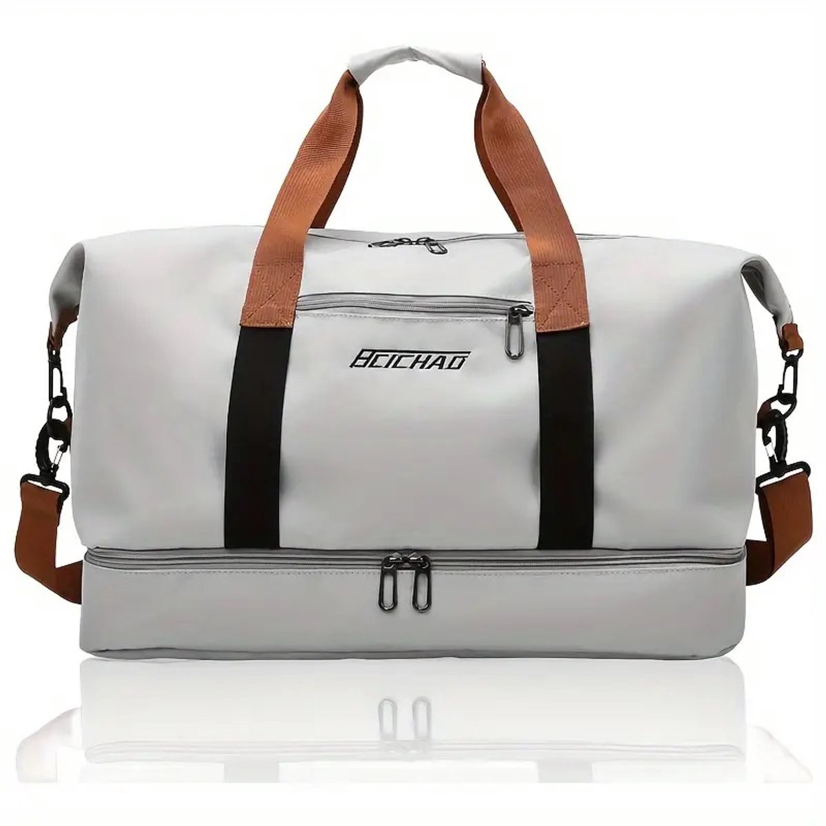 Sjtoer® Grijs Witte Sporttas / Reistas – Schoenenvak – Waterdicht Natvak – Grote Capaciteit – Unisex - zwemtas - Duffel Bag