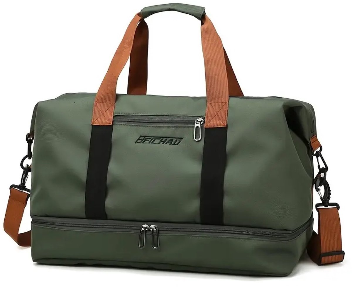 Sjtoer® Groene Sporttas / Reistas – Schoenenvak – Waterdicht Natvak – Grote Capaciteit – Unisex - zwemtas - Duffel Bag