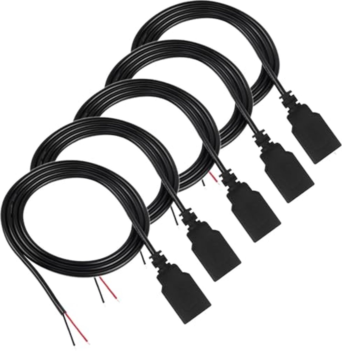 5 Stuks USB Pigtail-kabels van 1m - Soldeerbare USB-aansluiting voor DIY en Reparaties