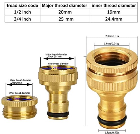 Tuin Slang Connector Set 4 Stuks Messing Adapter Voor 1 2 En 3 4 tuin-slang-connector-set-4-stuks-messing-adapter-voor-1-2-en-3-4
