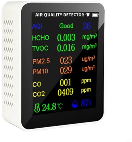 Luchtkwaliteit Meter 10 In 1 - PM2.5, PM10, HCHO, AQI, Temperatuur, Vochtigheid Tester en Monitor
