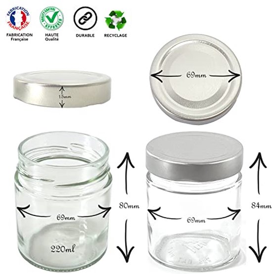Yoghurtglazen 220 ml met schroefdeksel - XL Jampotten voor Yoghurtbereiders en Multicookers — afbeelding 2