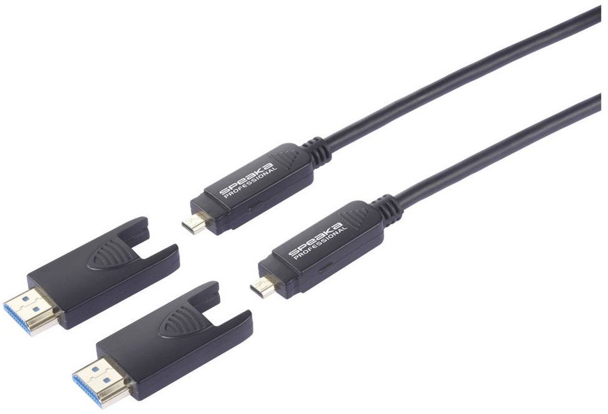 SpeaKa Professional SP-13597800 HDMI-kabel Glasvezel / HDMI Aansluitkabel HDMI-A-stekker, HDMI-micro-D-stekker, HDMI-A-