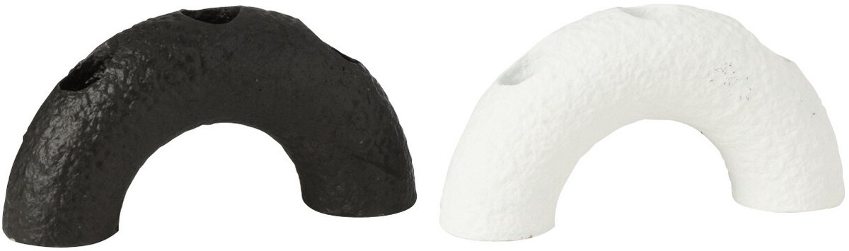 J-Line kandelaar Boog - cement - zwart/wit - 2 stuks Multi