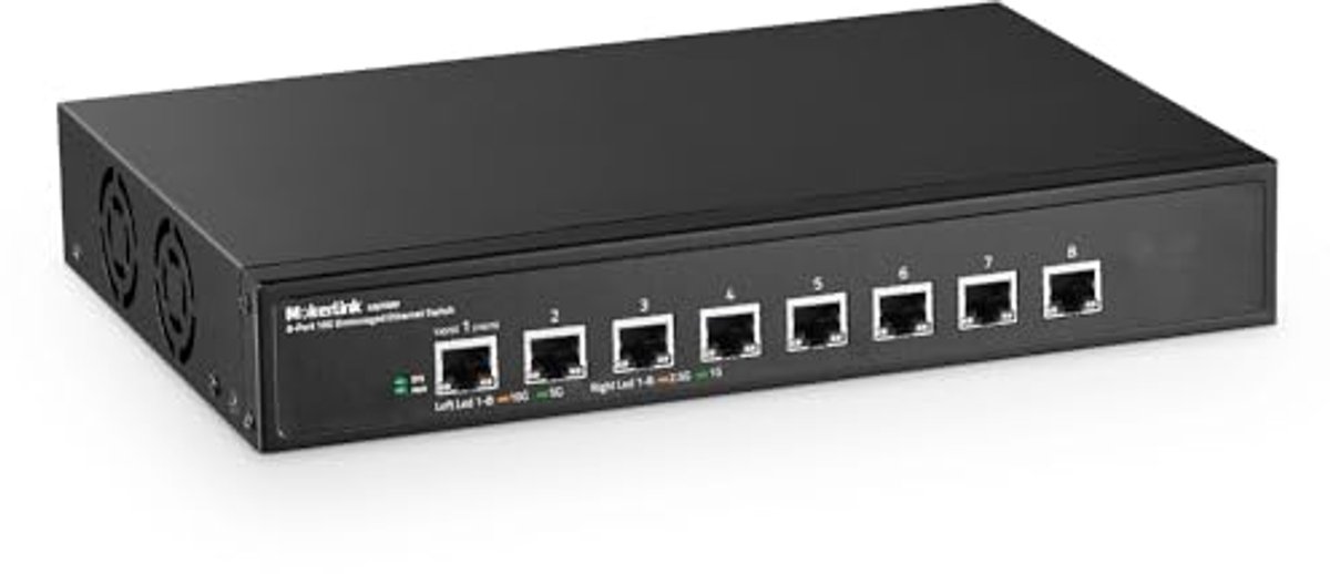 8-poorts 10G Unmanaged Ethernet Switch - Plug and Play Netwerkswitch met Auto-Adapter