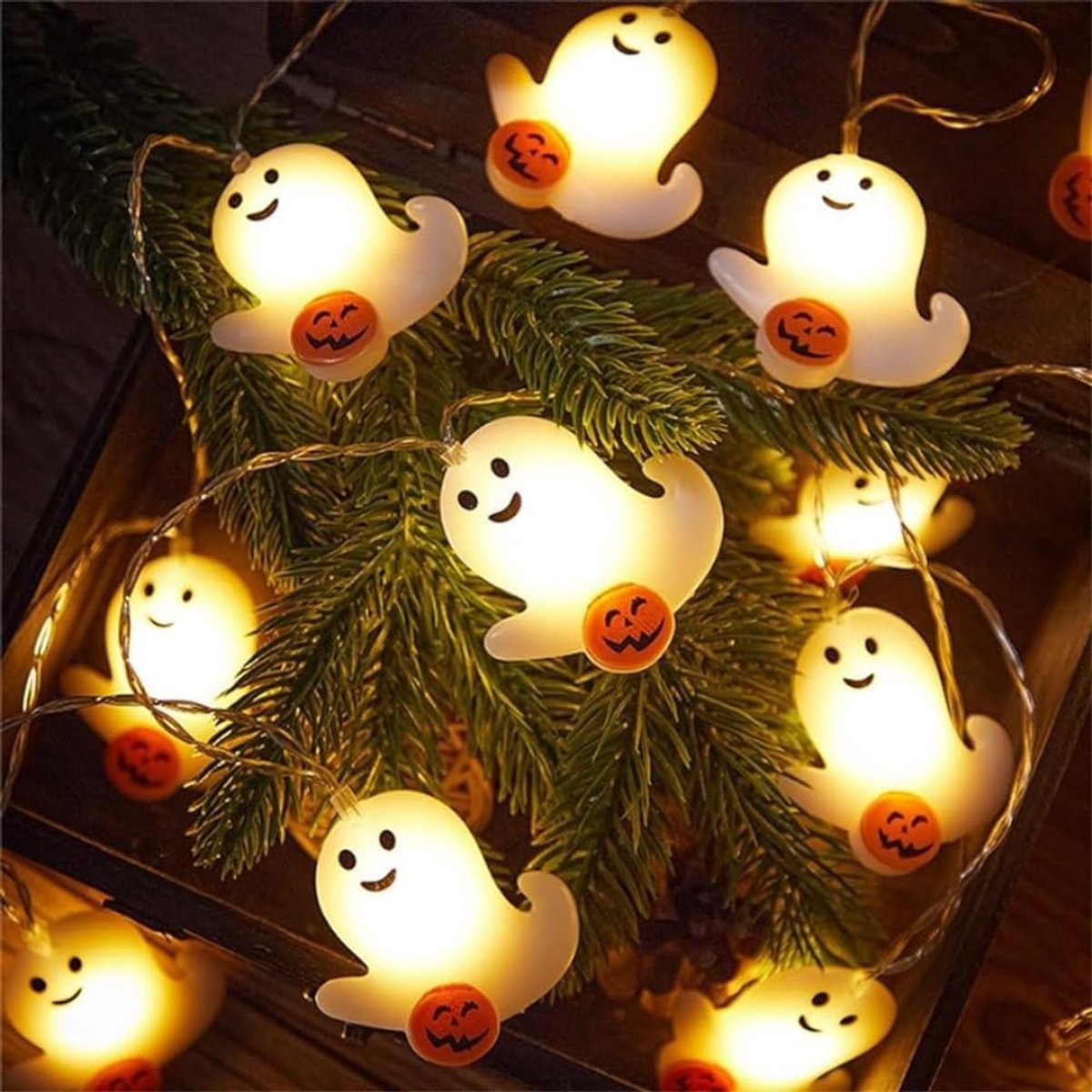 Lichtsnoer - Halloween decoratie - Halloween Lichtslang - Batterij Aangedreven Warm Licht - Sfeervolle Feest Decoratie - Halloween LED Lichtsnoer Pompoen Decoratie - Halloween Verlichting voor Binnen & Buiten - 4.5m 30 Lampjes — cadeau in Wonen & Interieur - foto 7