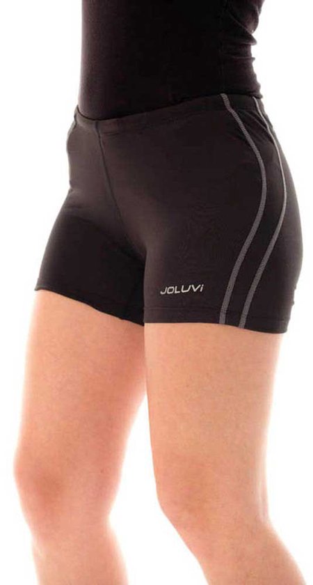 Zwarte Joluvi sportlegging voor dames, met grijze biezen aan de zijkant.