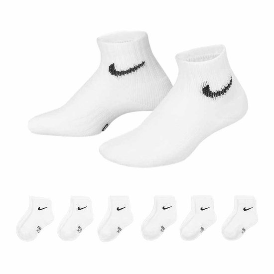 Chaussettes courtes Nike Kids Rn0018 Quarter 6 paires blanc UE 23 1/2-27 Garçons,Filles