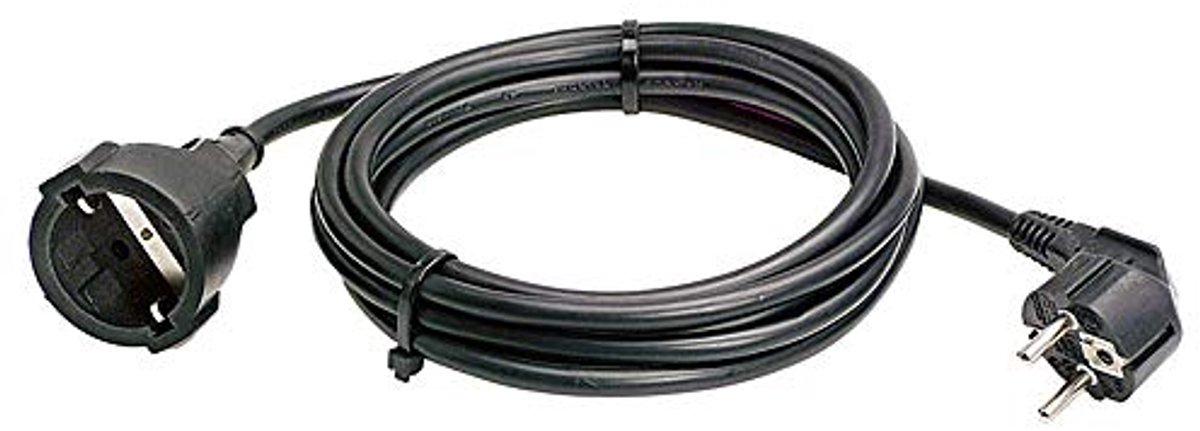 Verlengkabel 25 m PVC met Schuko stekker en koppeling – 230 V / 16 A – IP20 – Zwart