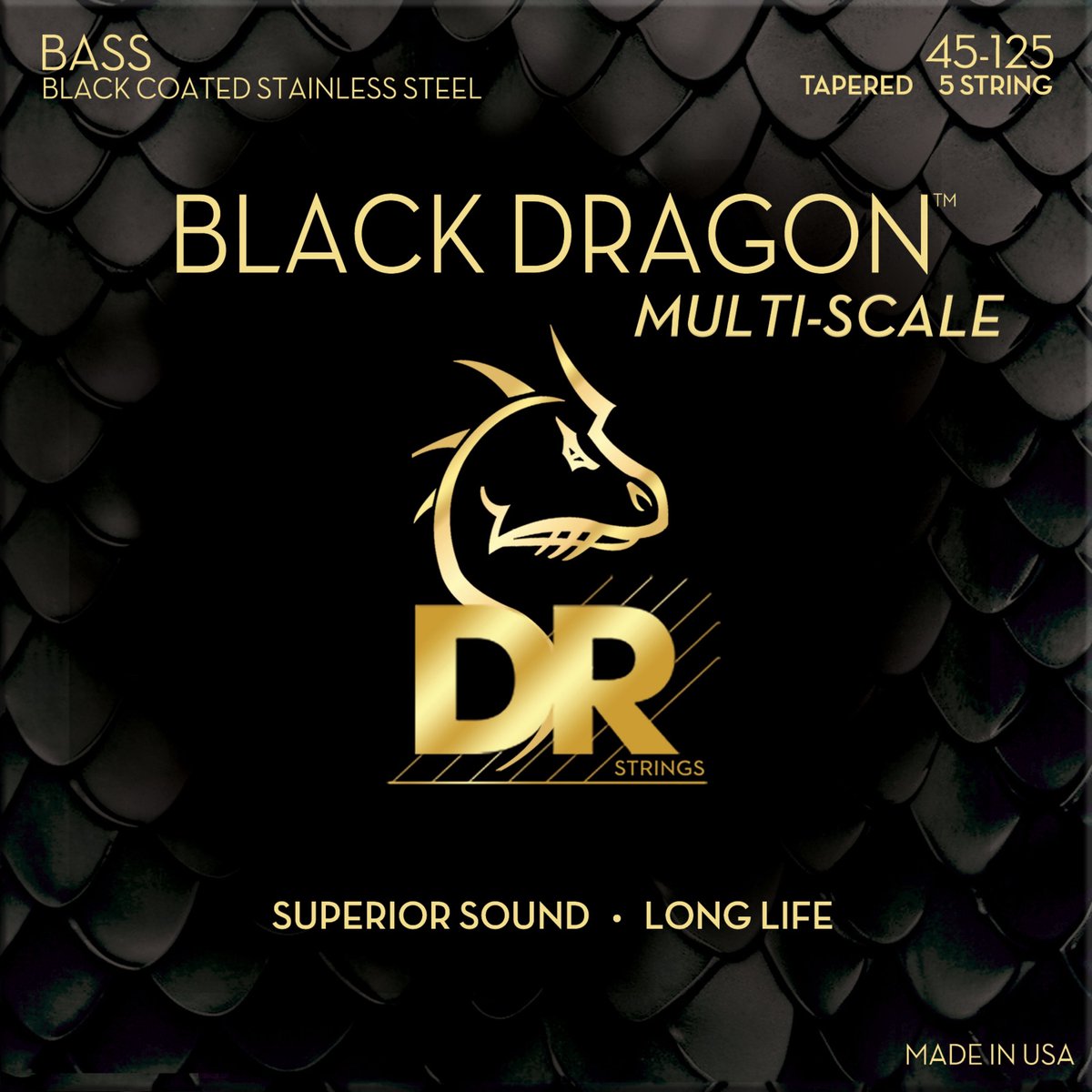 DR DBSMB5-45 Black Dragon Multiscale Bass Guitar Strings 45-125 - Snarenset voor 5-string basgitaar