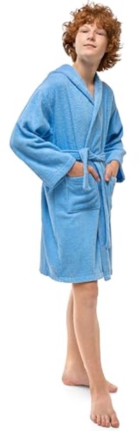 Twinzen Badjas met capuchon voor tienerjongens, 100 procent OekoTex Twinzen Badjas met capuchon voor tienerjongens, 100 procent OekoTex