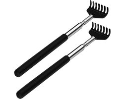 Pack van 2 RVS Rugkrabbers - Robuuste Krabhand - Anti-jeuk Massager - Stabiliteit en Uittrekbaarheid tot 68 cm voor Hoofd- en Rugmassage