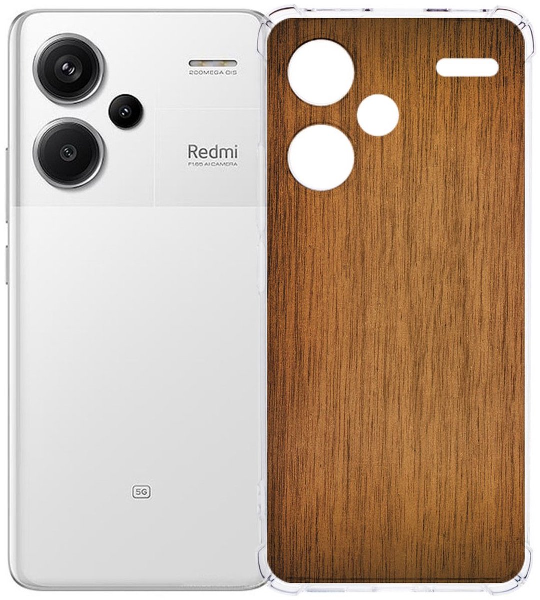 Xiaomi Redmi 13 Pro Plus Hoesje - Donker Hout TPU Antishock
