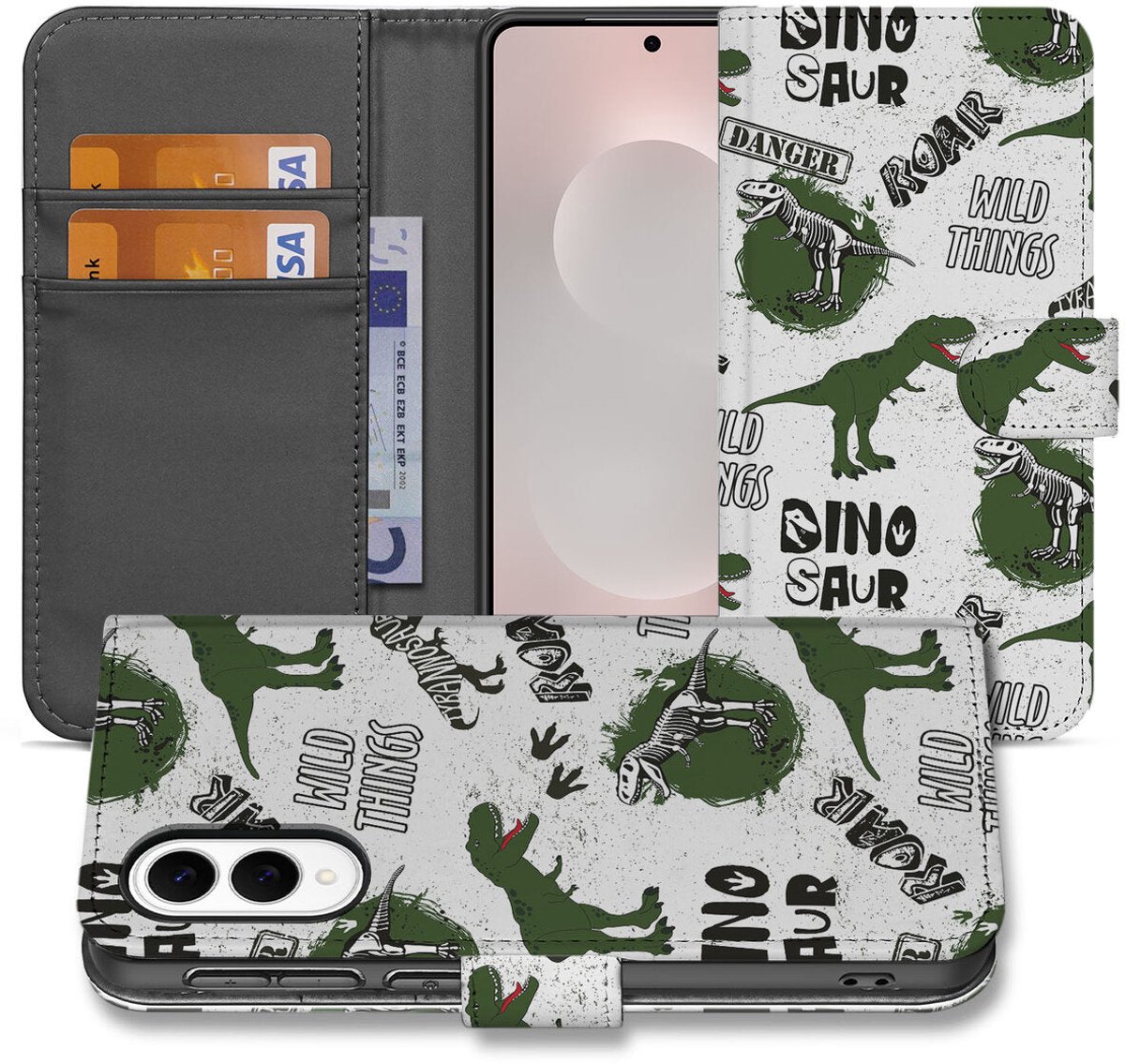 Telefoonhoesje met Pasjes voor Samsung Galaxy S25 Edge Dinosaurus