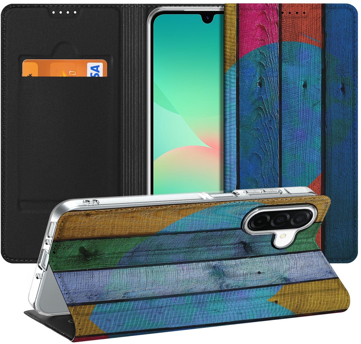 Samsung Galaxy A26 Book Wallet Case Wood Heart - Cadeau voor je Vriend