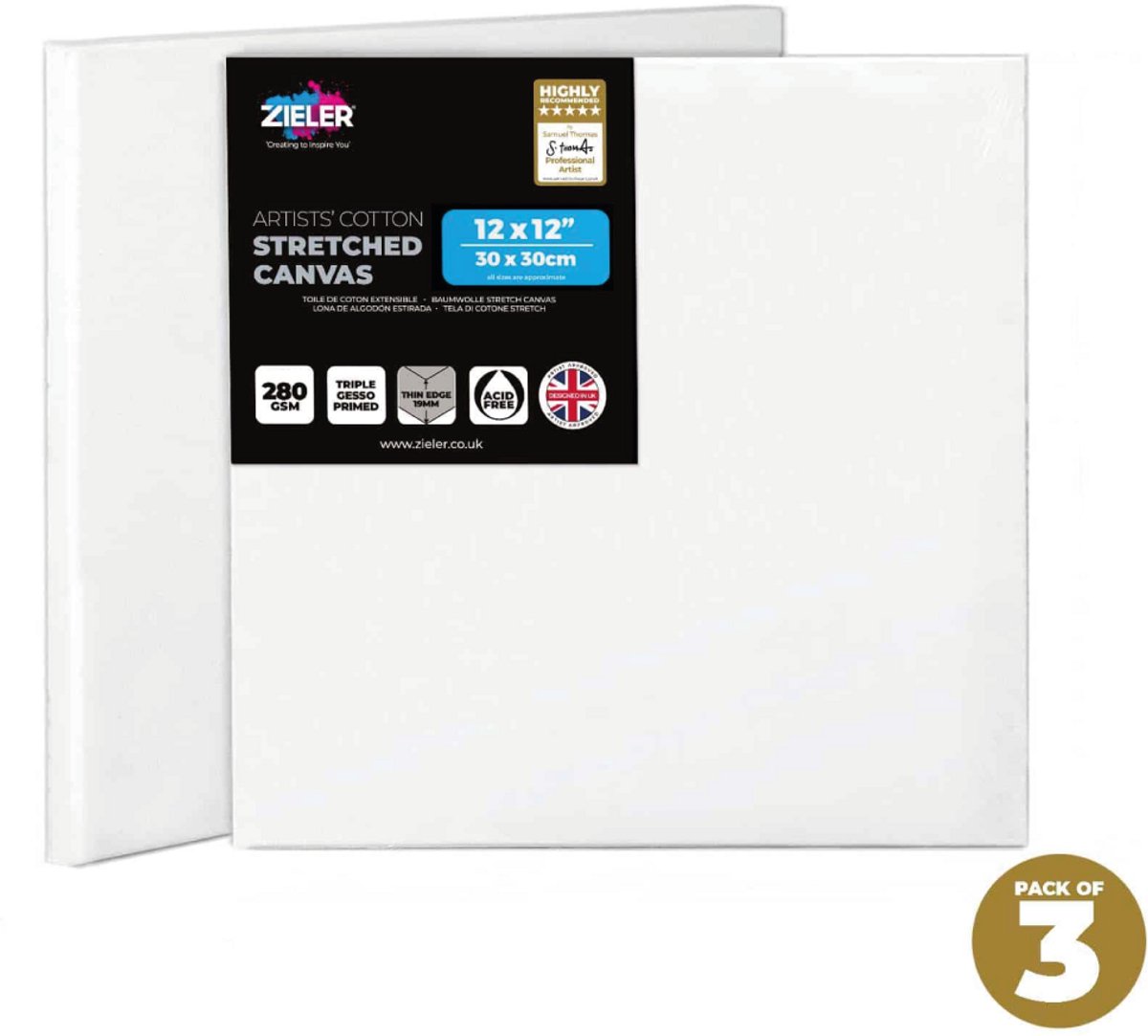Zieler Premium Katoen Schildersdoek 30X30Cm Set 3X