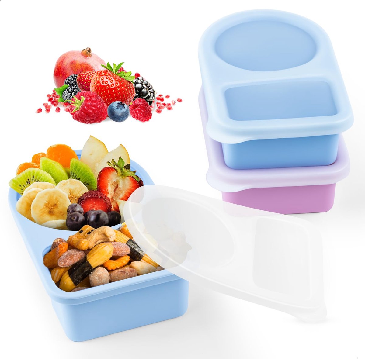 Ibenzoa® Handige en herbruikbare siliconen snackbox met twee compartimenten