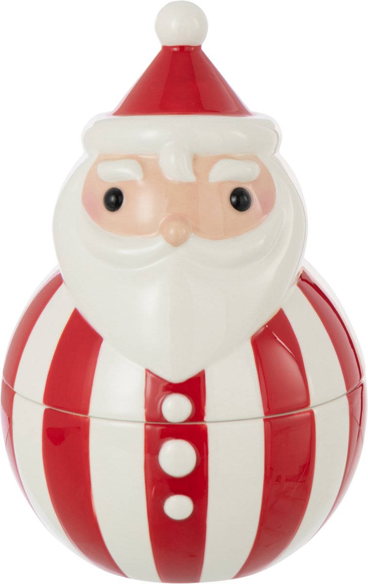 J-Line voorraadpot Sinterklaas Dolomiet - keramiek - kerstrood/wit - large