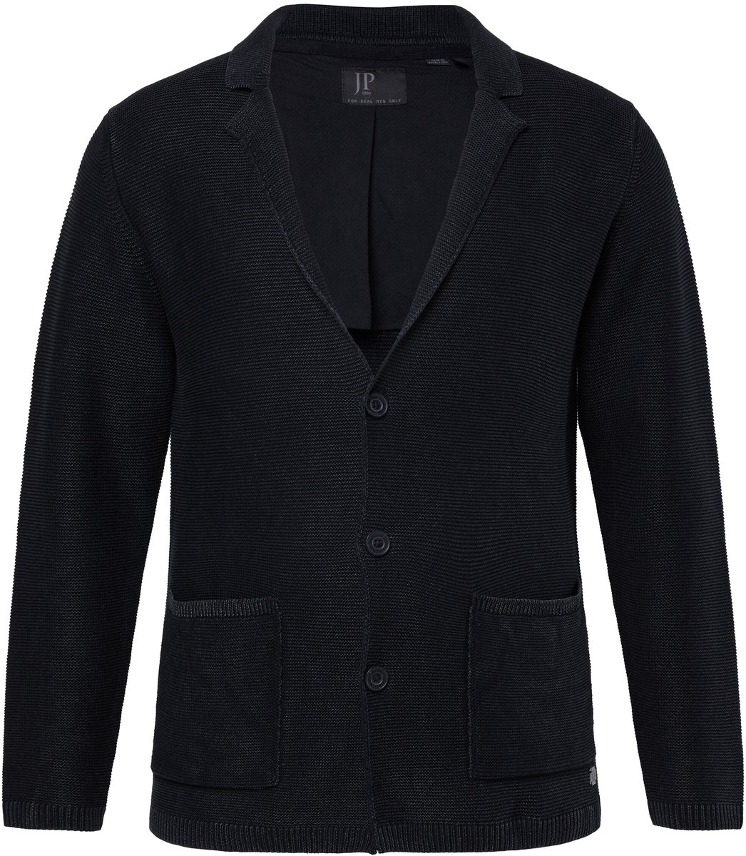 JP 1880 - Heren - Gebreid jasje FLEXNAMIC® vintage look - Zwart - Maat L