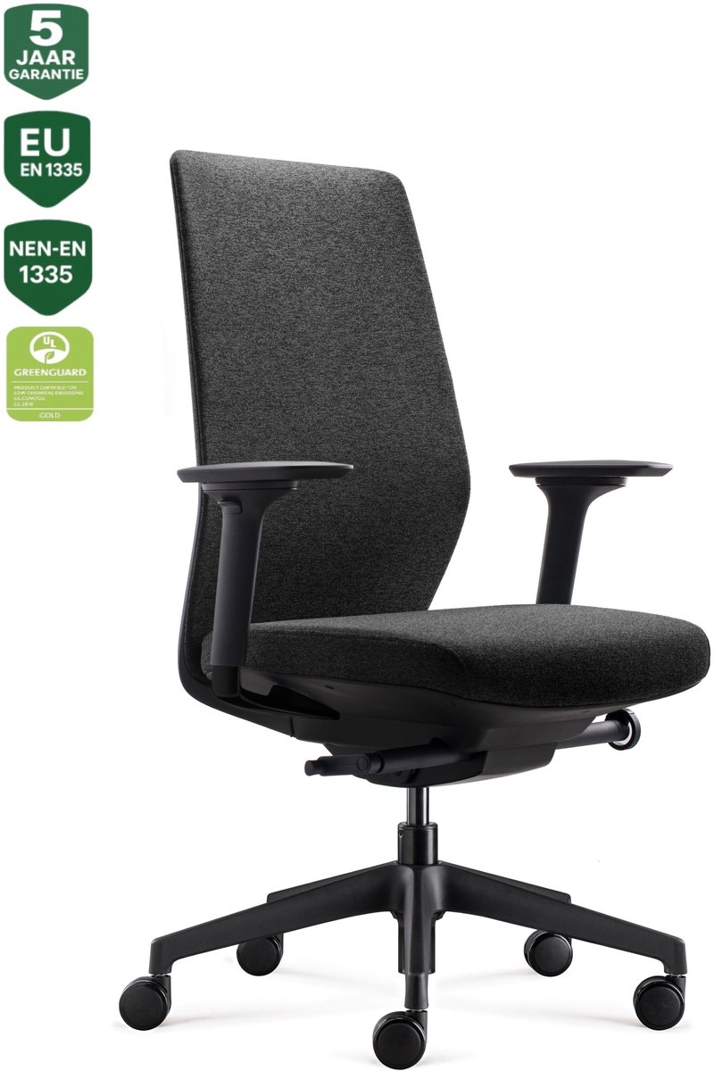 BENS 861-Synchro-3 Grijs - Ergonomische Bureaustoel - Bureaustoel voor volwassenen - Kantoorstoel - Luxe Donati Synchro Tenchen mechaniek - GREENGUARD GOLD - NEN-EN1335 & ARBO normen