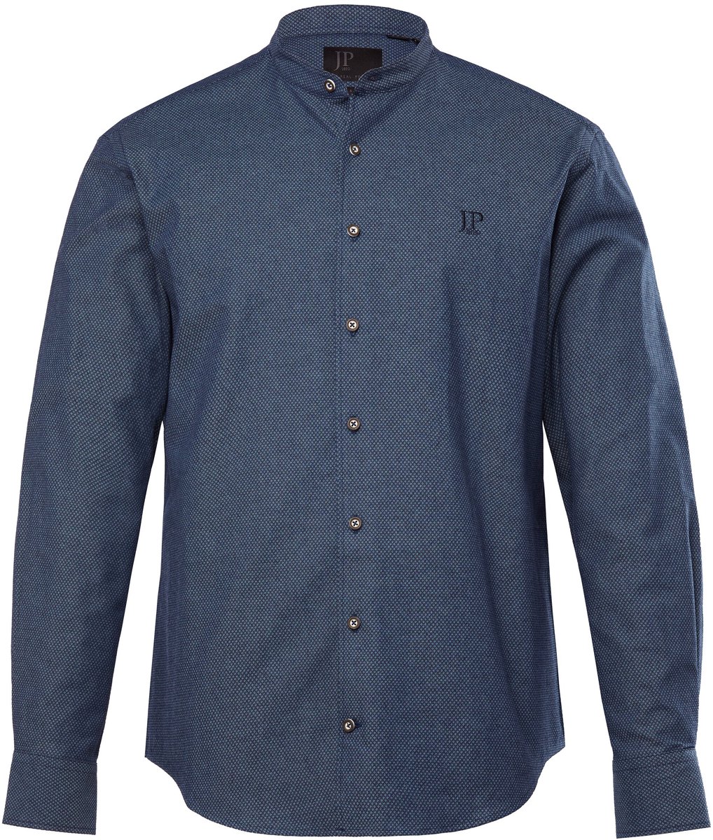JP 1880 - Heren - Overhemd traditioneel kostuum lange mouwen opstaande kraag - Blauw denim - Maat 8XL