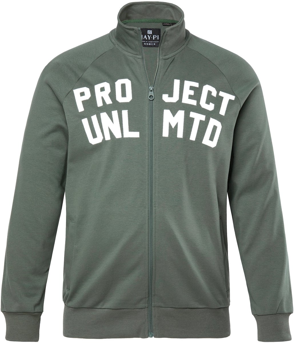 JAY-PI - Heren - Trainingsjack fitness opstaande kraag borstbadge - Bosgroen - Maat 3XL