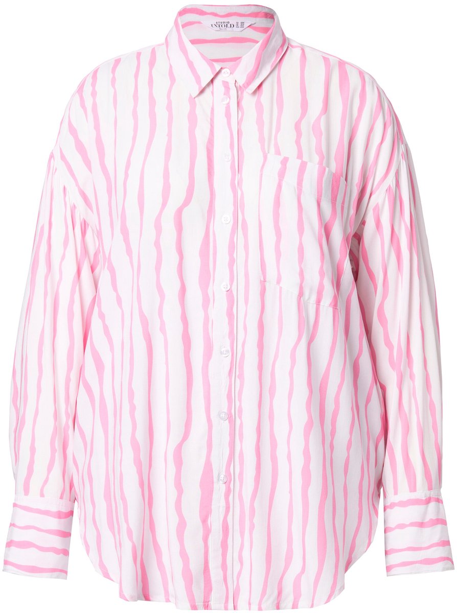Studio Untold - Dames - Overhemdblouse oversized strepen - Roze - Maat 50+