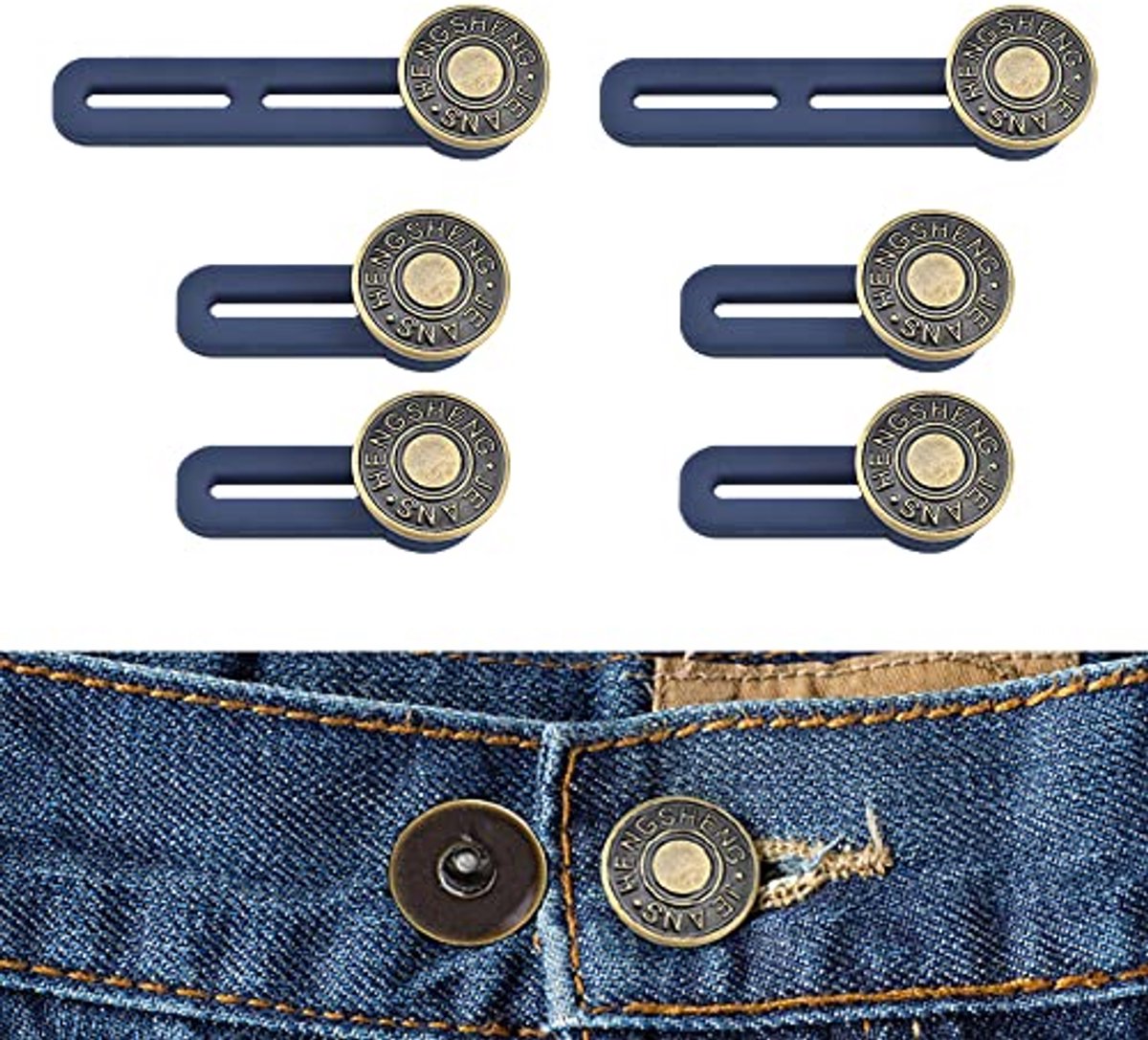 Knoopverlenger Set voor Broeken - Tailleverlenger voor Jeans, Rokken en Broeken - 6-delig