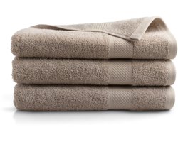 DoubleDry Hotel Badhanddoeken 70 x 140 cm – Set van 3 – 100% Katoen 500 g/m2 – Zacht & Absorberend - Beige Taupe