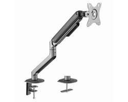 Gembird Verstelbare Bureau Monitorarm voor Enkele Monitor, 17–32 Inch, Tot 9 kg, Volledige Beweging, 360° Rotatie Landschap/Portret, 55° Kantelbaar, 90° Zwenkbaar, VESA-compatibel, Space Grey