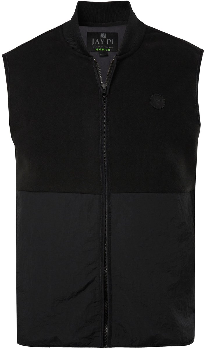 JAY-PI - Heren - Fleece vest golf collegekraag - Zwart - Maat 6XL