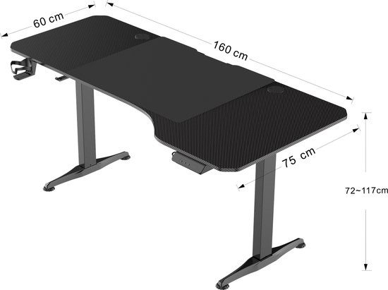 Elektrisch in hoogte verstelbaar - Zit-sta bureau - 160 x 75 cm