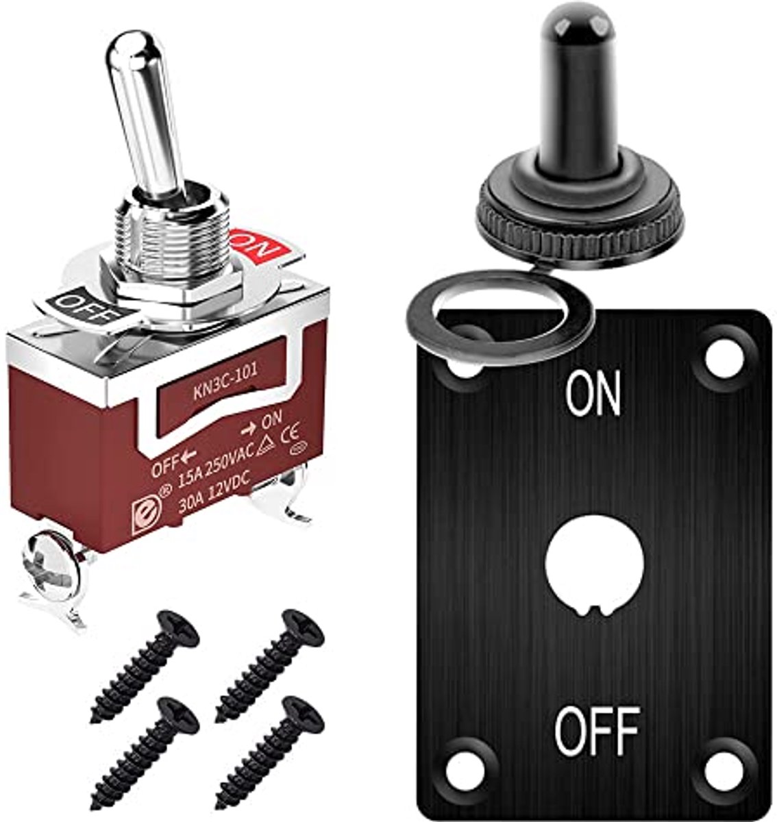 Heavy Duty Tuimelschakelaar met Montagepaneel - 12V 20A Waterdichte AAN/UIT Schakelaar voor Auto, Vrachtwagen en Boot