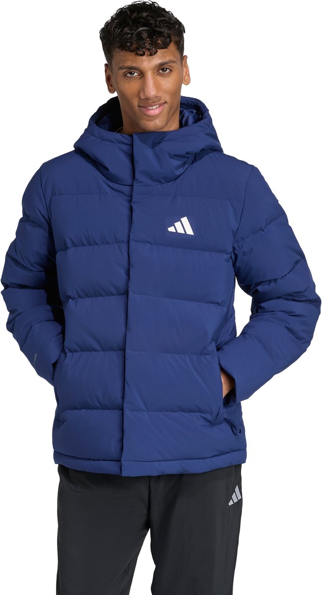 adidas Sportswear Helionic CLIMAWARM Donsjack met Capuchon Heren Blauw