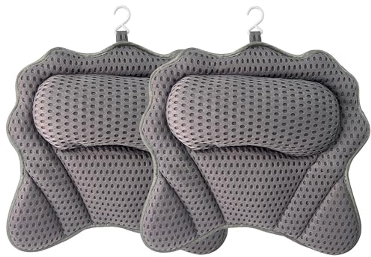 Ergonomisch Luxe Badkussen voor Hoofd, Nek en Rug - Antislip Badkussen Set van 2