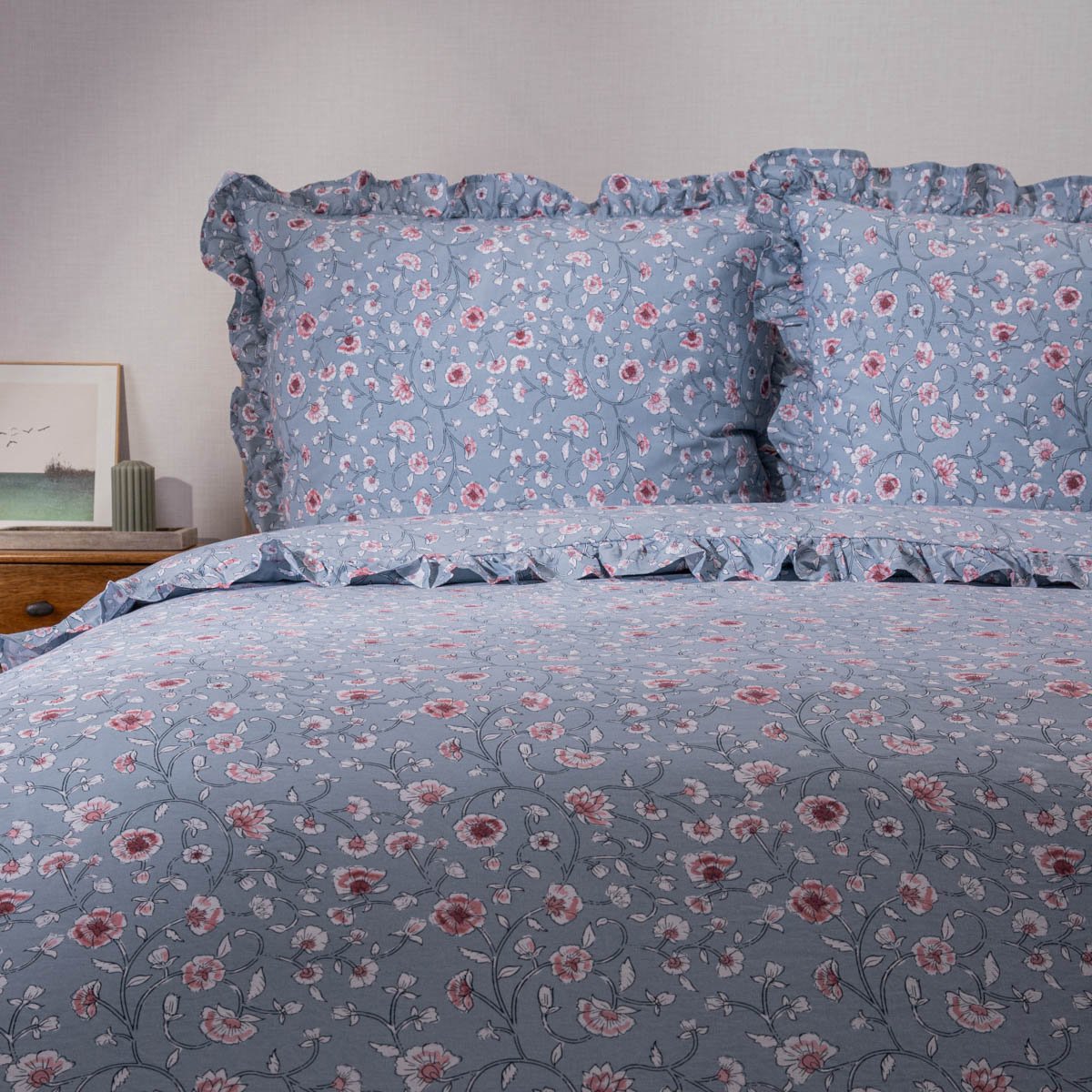 HOMLA JULIA - BEDDING - Beddengoed - Dekbedovertrek - Katoen met Fijntjes - 220x200 cm + 2x70x80 cm