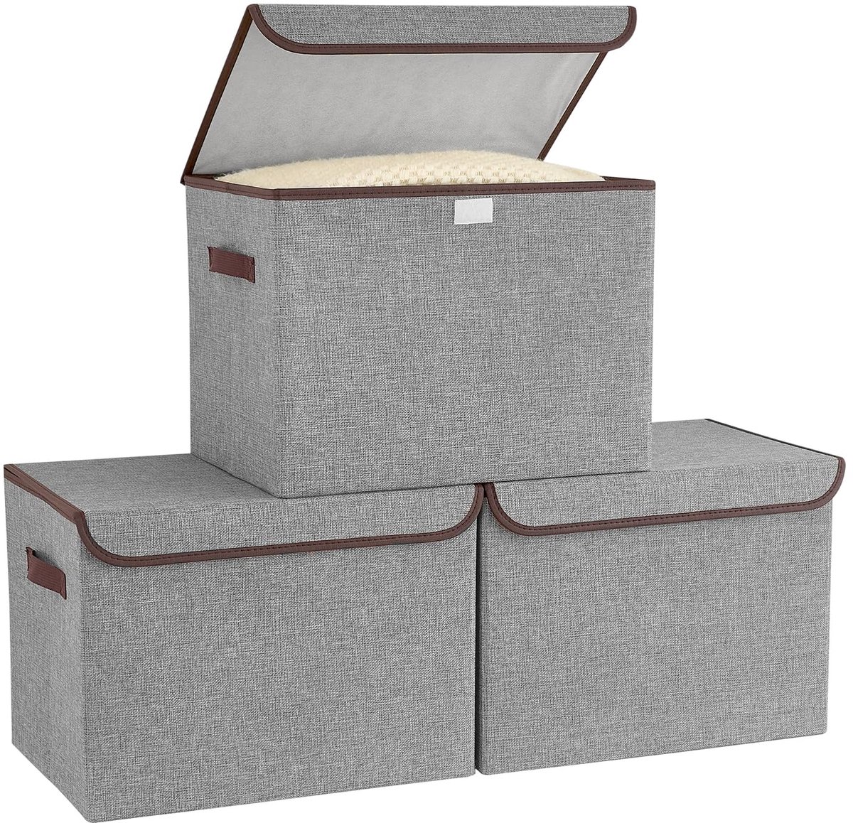 Azomor® Set van drie opvouwbare opbergdozen met deksel voor kleding en textiel