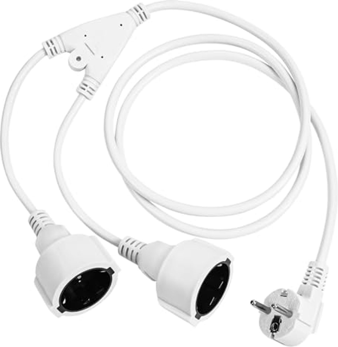 Dubbele Stekkeradapter met Flexibele Kabel - 2-in-1 Stopcontact voor Thuis en Kantoor, 3680W