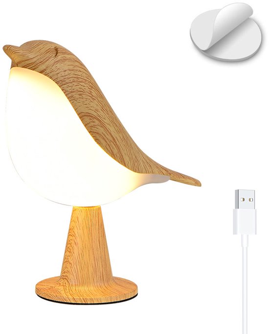 Rosnek Vogel Slaaplamp 2 Stuks- Draadloze Nachtlamp met Touchbediening - Dimbare - 3 Kleuren & USB Oplaadbaar - Bedlamp - Nachtlampje baby - Sfeerverlichting voor Slaapkamer, Bureau van Rosnek — afbeelding 2