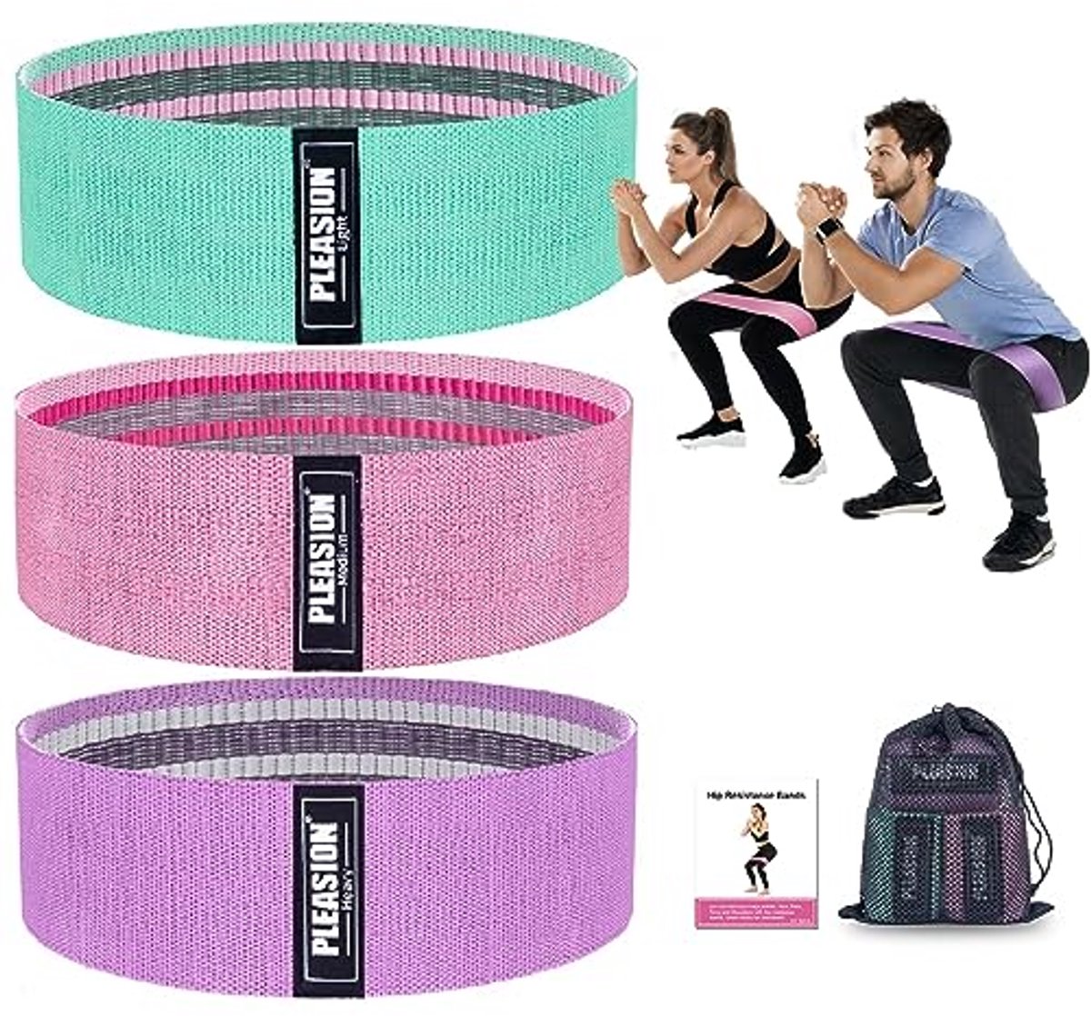 Weerstandsbanden voor Heupen en Benen - 5x Stof Booty Bands voor Fitness, Yoga en Pilates