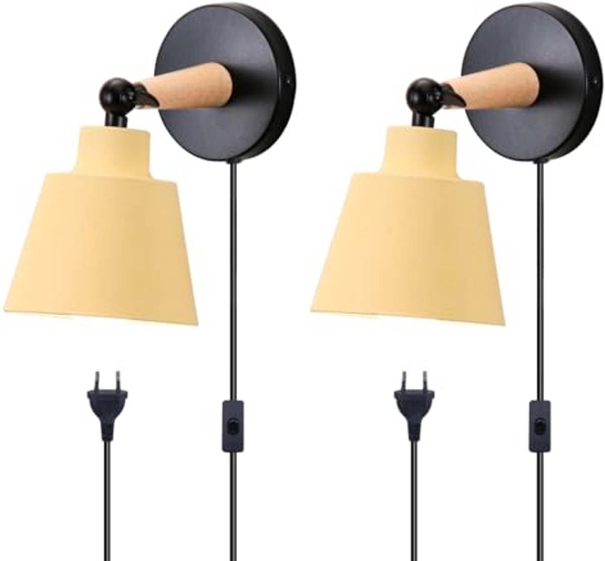Moderne Wandlampen Set van 2 - Verstelbare E27 Wandlampen van Metaal en Hout voor Binnen