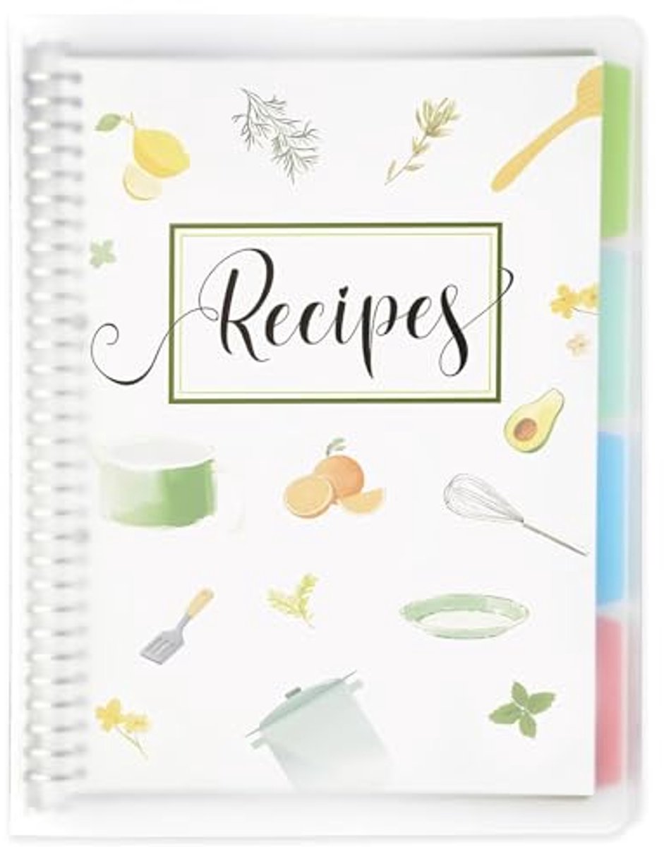 Receptenboek 8,5" x 11" - Persoonlijk Blanco Kookboek met Verdelers