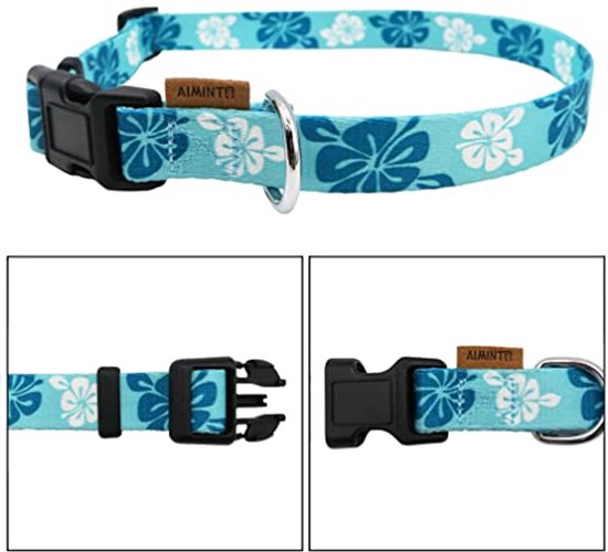 AUAUY Set hondenhalsband en riem, bloemenmeisje, bloemenpatroon AUAUY Set hondenhalsband en riem, bloemenmeisje, bloemenpatroon