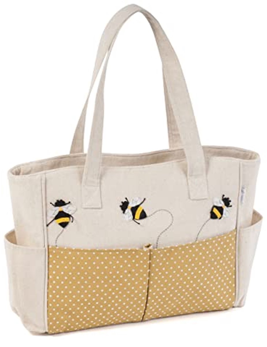 Ambachtelijke Tas met Bijen-Applique - Perfect voor Hobbyprojecten - 13 x 36 x 31 cm