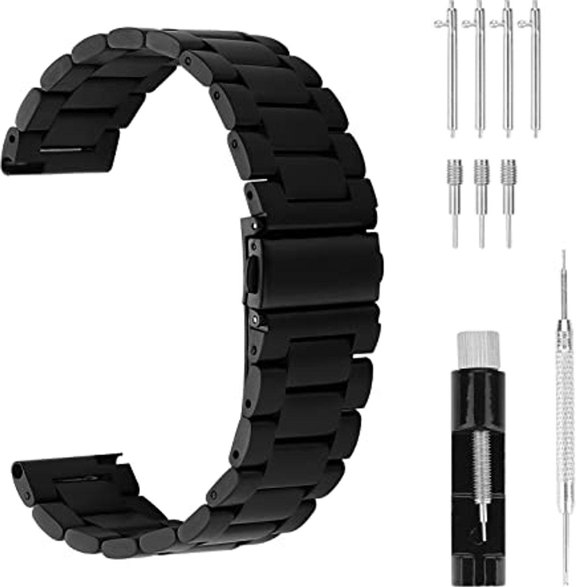 Metaal Vervanghorlogebanden met Snelsluiting en Roestvrijstalen Gesp voor 20-22 mm Schakels