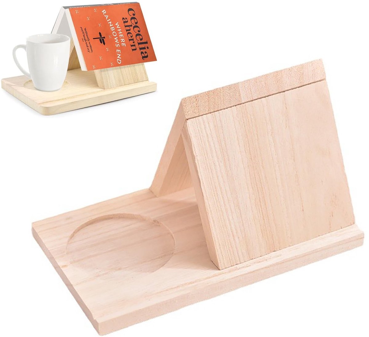 Azomor® Houten Driehoekige Boekenstandaard voor Bureau of Nachtkastje met Uniek Ontwerp