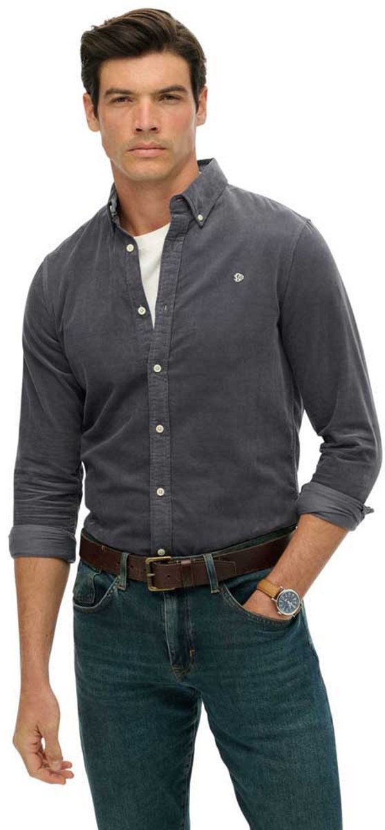 Superdry Overhemd Classic Needle Cord Shirt M4011044a Lauren Mannen Blauw
