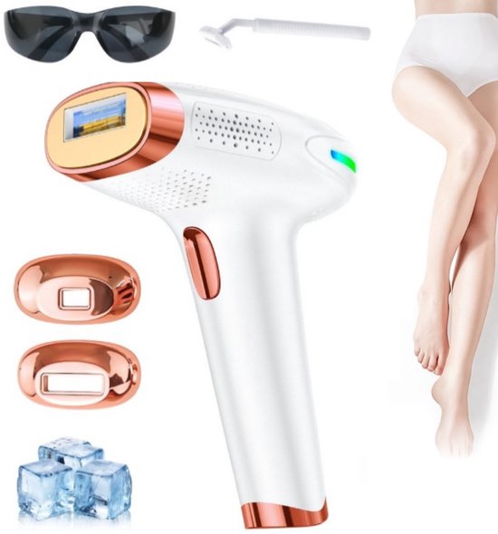 Nawy IPL Laser Ontharingsapparaat - Epileerapparaat Dames - Laser Ontharing - Pijnloos Ontharen met Ice Cooling - Permanente Ontharing voor alle Lichaamsdelen - voor Mannen en Vrouwen - 999.999 Flitsen - Inclusief Beschermbril en Scheermes